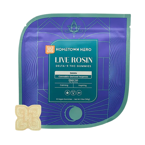 Hometown Hero 25mg D9 Live Rosin Gummies - 10ct