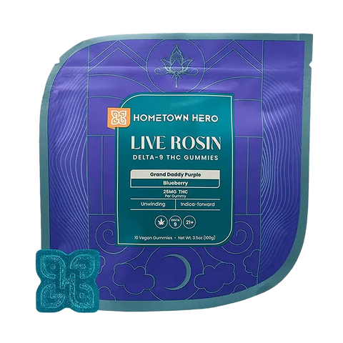 Hometown Hero 25mg D9 Live Rosin Gummies - 10ct