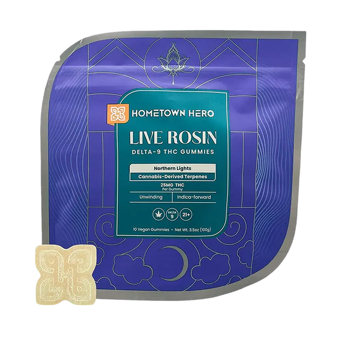 Hometown Hero 25mg D9 Live Rosin Gummies - 10ct
