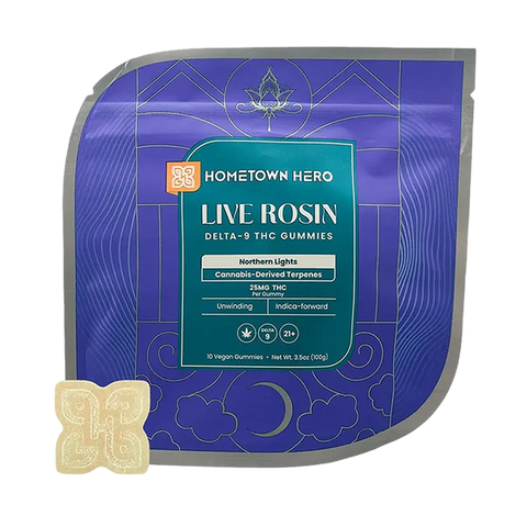 Hometown Hero 25mg D9 Live Rosin Gummies - 10ct