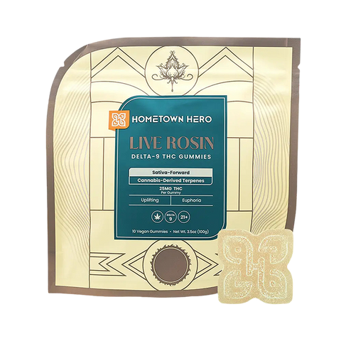 Hometown Hero 25mg D9 Live Rosin Gummies - 10ct